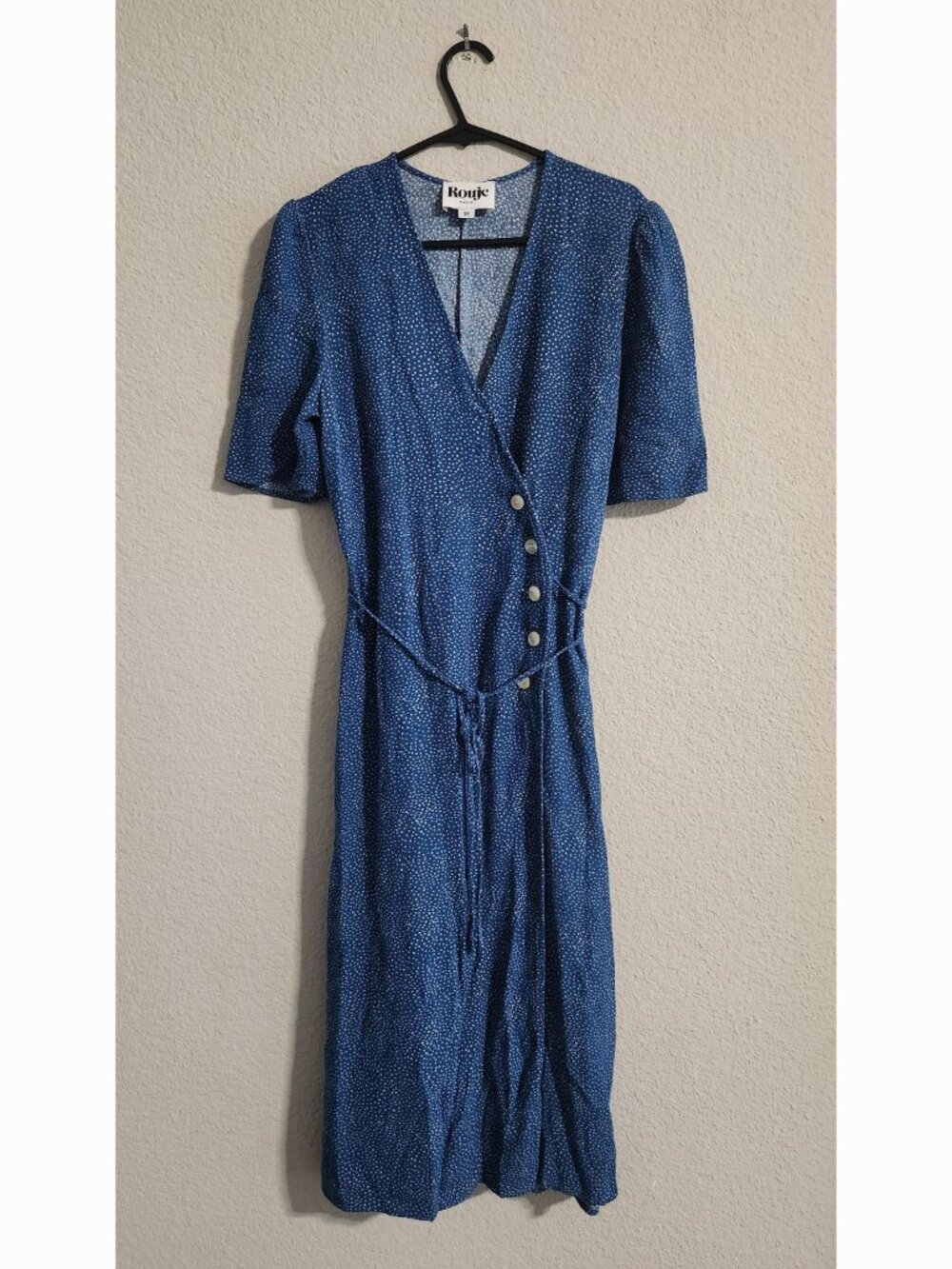 Rouje Paris Gabin Wrap Dress Blue Dots Print dress size 36 (US size 4)